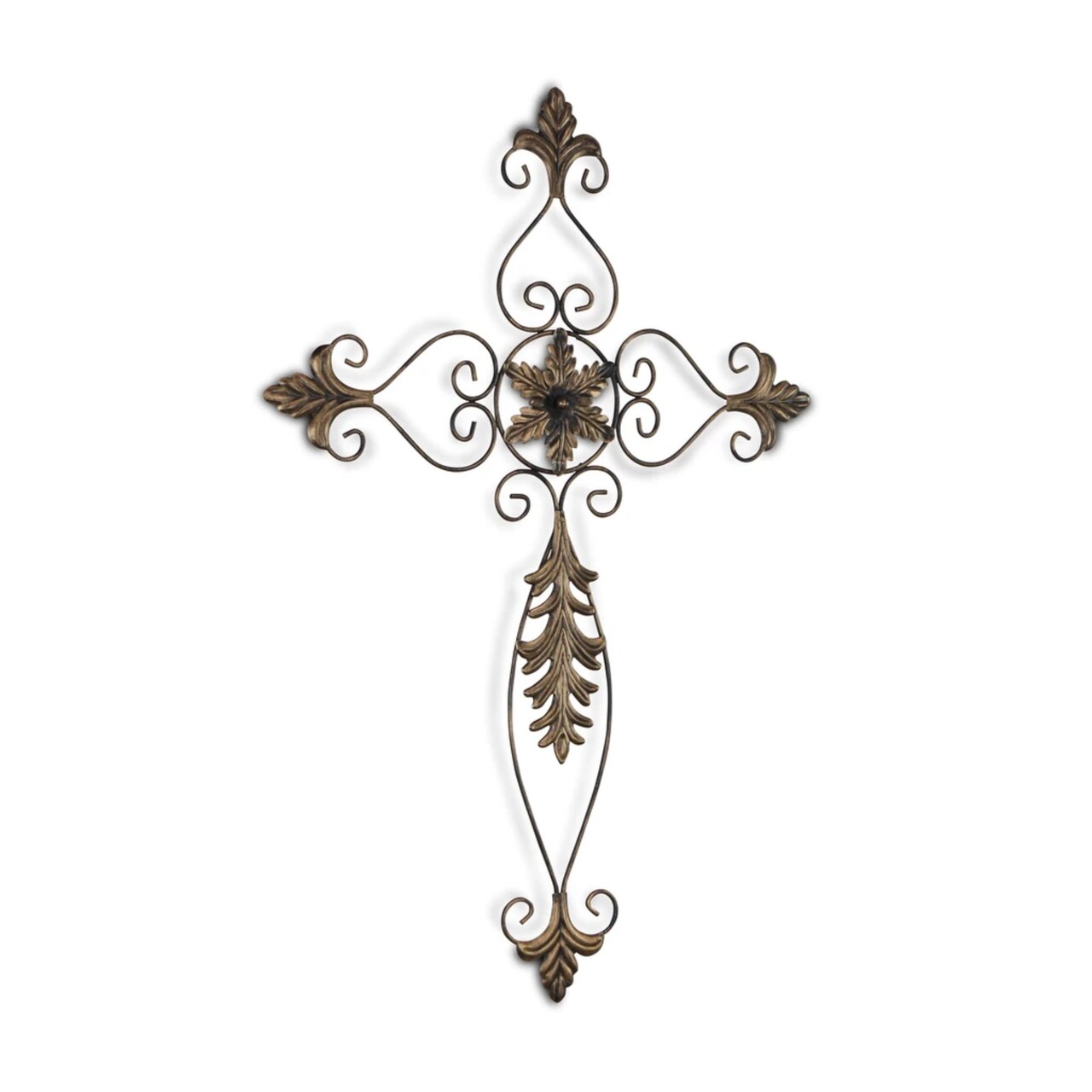 Contemporary Home Living 30" Brown Handcrafted Metal Decorative Wall Cross